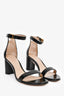 Stuart Weitzman Black Leather Ankle Strap Block Heels Size 7.5
