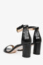Stuart Weitzman Black Leather Ankle Strap Block Heels Size 7.5