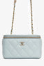Pre-Loved Chanel™ 2021 Blue Caviar Leather Quilted CC Vanity Top Handle Bag