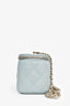 Pre-Loved Chanel™ 2021 Blue Caviar Leather Quilted CC Vanity Top Handle Bag