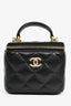 Pre-Loved Chanel™ 2021 Black Leather Quilted Mini Vanity Case