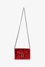 Gucci Red Velvet GG Supreme Monogram Small Dionysus Chain Shoulder Bag