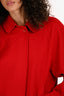 Burberrys Red Wool Collared Zippered Jacket Size 10