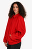 Burberrys Red Wool Collared Zippered Jacket Size 10