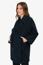 Burberrys Navy Wool Double Breasted Midi Coat Size S