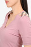 Burberry London Pink Cotton Nova Check Detail Short Sleeve T-Shirt Size XS
