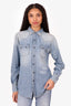 Saint Laurent Blue Denim Distressed Western Shirt Size XS
