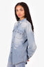Saint Laurent Blue Denim Distressed Western Shirt Size XS