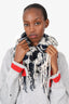 Oscar De Le Renta Navy/Cream Knit Scarf