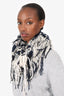 Oscar De Le Renta Navy/Cream Knit Scarf