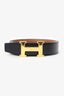 Hermes Black/Gold Leather Reversible H Buckle 32mm Belt Size 80