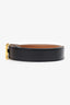 Hermes Black/Gold Leather Reversible H Buckle 32mm Belt Size 80