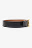 Hermes Black/Gold Leather Reversible H Buckle 32mm Belt Size 80