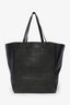 Celine Black Leather Croc Embossed Phantom Cabas Tote