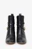 Chloe Black Leather Buckle Detail Heeled Ankle Boots Size 37.5