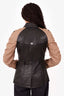 Burberry Brit Black/Khaki Leather/Canvas Ruched Sleeve Jacket size 2