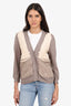 Phillip Lim Taupe/Cream Ribbon Detail Cardigan Size M