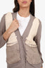 Phillip Lim Taupe/Cream Ribbon Detail Cardigan Size M