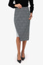 Jonathan Simkhai White/Black Knit Speckled Bodycon Asymmetric Skirt size 8