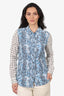 Equipment Blue/White Silk Printed Button Up Blouse Size S