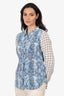 Equipment Blue/White Silk Printed Button Up Blouse Size S