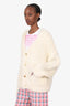 Amiri White Mohair Chunky Knit Cardigan size XS