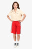 Gucci Red Knit GG Side Stripe Long Shorts Size 12 Kids