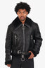 Off-White Black Leather Shearling Biker Jacket Size M Mens
