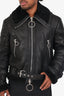Off-White Black Leather Shearling Biker Jacket Size M Mens