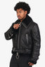 Off-White Black Leather Shearling Biker Jacket Size M Mens