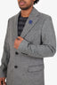 Raf Simons Grey/Blue/Black Wool Coat With Brooch Size 48 Mens