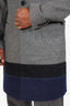 Raf Simons Grey/Blue/Black Wool Coat With Brooch Size 48 Mens