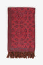 Dries Van Noten Red Floral Print Fringe Knit Scarf