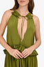 Evarae Green Ruffled Front-Tie Maxi Dress Size 4