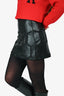 Ba&sh Black Faux Leather Crochet Pattern Mini Skirt Size 34