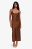 AllSaints Brown Satin Cowl Neck Maxi Dress Size 2