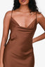 AllSaints Brown Satin Cowl Neck Maxi Dress Size 2