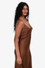 AllSaints Brown Satin Cowl Neck Maxi Dress Size 2