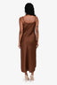 AllSaints Brown Satin Cowl Neck Maxi Dress Size 2