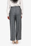 Lilysilk Grey Plaid Wide Leg Cuffed Trousers Size 2