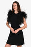 Rachel Gilbert Black 'Elcie' Knit/Feathered Mini Dress Size XS