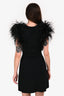Rachel Gilbert Black 'Elcie' Knit/Feathered Mini Dress Size XS