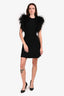 Rachel Gilbert Black 'Elcie' Knit/Feathered Mini Dress Size XS