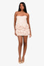 Yvon Pink 'Zinnia' Tweed Rose Patterned Mini Dress Size XS