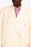 The Frankie Shop White 'Gaia' Wool Double Breasted Coat Size S