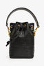 Fendi Black Leather FF Monogram Mon Tresor Bucket Bag