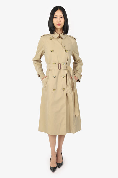 Burberry Beige Kensington Heritage Long Trench Coat Size 6