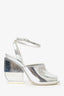 Maison Margiela Silver Metallic Leather Mirror Ankle Strap Sandals Size 40