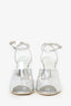 Maison Margiela Silver Metallic Leather Mirror Ankle Strap Sandals Size 40