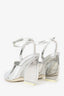 Maison Margiela Silver Metallic Leather Mirror Ankle Strap Sandals Size 40